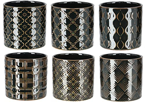 KOTARBAU® 6 x Maceta cilíndrica de cerámica esmaltada, 130x135 mm, Tiesto Decorativo para Flores y Plantas, Macetero Redondo para Interiores, Minimalista, Verde, Acabado Brillante, Elegante, 6 UDS