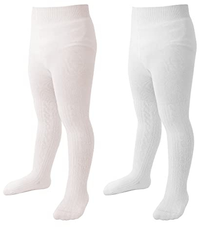 Marchare Collant per bambine spessi e solidi leggings in maglia a trecce invernali calde calze per bambine 1/2/3/4/5 confezioni, 3-6 Mesi