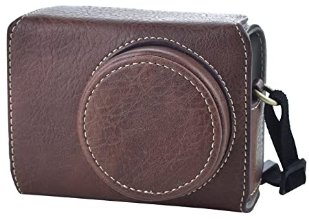 Rieibi GR IV/GR III/GR IIIx Tasche – Vintage PU Leder Kameratasche für GR IV GR IIIx GR III GRIII GR3 DSLR Kamera – Schutzhülle mit Riemen - Kaffee