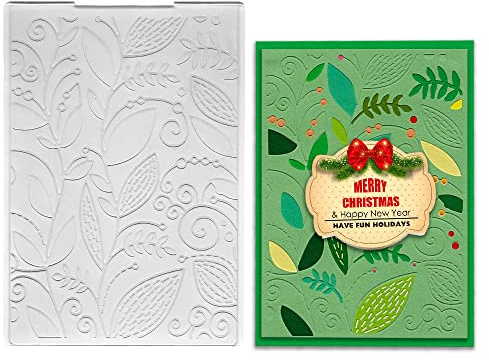 Estivaux 3D Textured Flowers Leaves Embossing Folders for Card Making, 4.7 × 6.9 Inch Vines Leaves Plastic Embossing Folders Leaf Folder Craft Card Template Stencil for DIY Scrapbooking