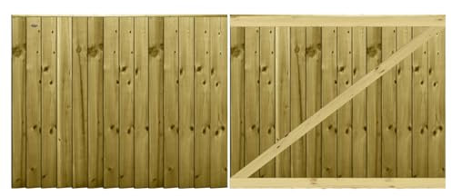 Premier Garden Supplies PGS Feather Edge Semi-Braced Capped Flat Top Made to Measure Driveway Gates Measurements Height 3ft - 4ft (90-120cm) x Width: 274cm - 305cm