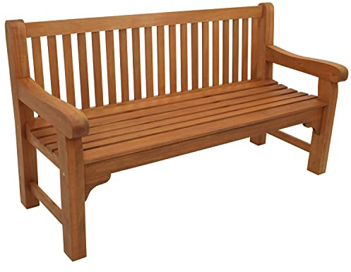 DEGAMO Gartenbank Parkbank Coventry 3-sitzer, Eukalyptus braun geölt, extra stabil im englischen Landhausstil, FSC®-Zertifiziert, Outdoor