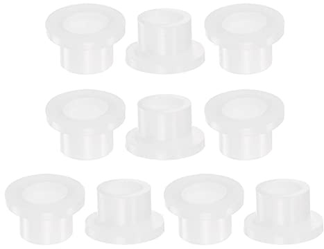 HARFINGTON 10pcs Flanged Sleeve Bearings 6.5mm Bore 9.5mm OD 7.9mm Length Nylon Bushings for Shaft, White