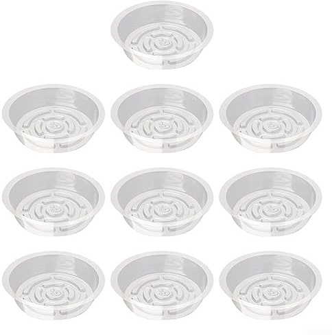 Lot de 10 soucoupes pour plantes en plastique transparent, plateau d'égouttement pour pot de fleurs pour extérieur et intérieur - 20,3 cm