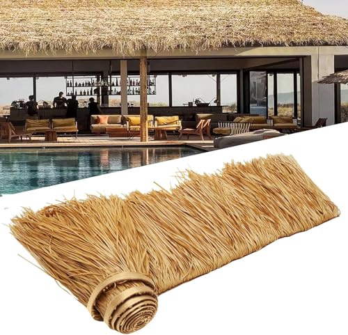 RONGESAEFS Tuile De Chaume Artificielle Chaume pour toiture,1-10m Tuiles de Toit en Paille de Palme en Plastique pour Bar Jardin Patio Gazebos Maison en Bois Décorat,Gazebo,Parasol(Size:1m/3.2ft)