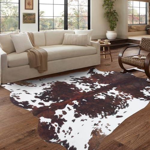 Grande tappeto in pelle bovina, 3 x 2,4 m, tappeto western per camera da letto, soggiorno, sala da pranzo, decorazione con animali per la decorazione occidentale della casa tappeti