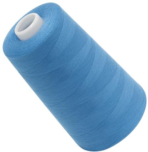 AERZETIX - C72649 - Bobina cono di filo per cucire 120 (40/2) 4000 m - in poliestere - colore blu azzurro - sartoria merceria corda cordone cucito abbigliamento pelletteria