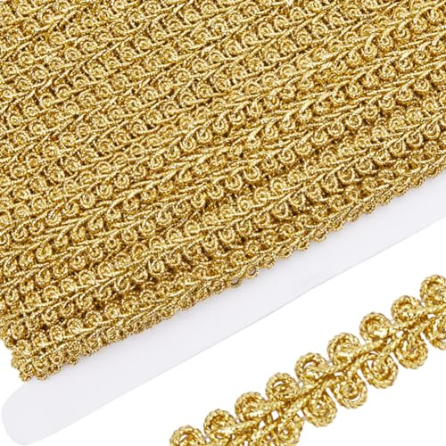 GORGECRAFT 16.(3) ft de Encaje Metálico Bordado con Borde de Ciempiés Trenzado Apliques de Cinta Ribetes Tejidos para Coser Navidad Halloween Decoración del Hogar Boda Manualidades Vara de Oro Oscuro