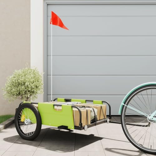 AUVYI Fahrradanhänger Fahrrad-Lastenanhänger Modern Möbelbau Vielseitige Anhänger für den Transport Schwerer Güter Praktisches Design Robuste und Langlebige Grün 135x68x38,5 cm