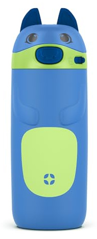Ello Ellies 12oz Vacuum Insulated Stainless Steel Kids Water Bottle with Straw and Built-in Carrying Handle and Leak-Proof Locking Lid for School Backpack, Lunchbox and Outdoor Sports, Dog