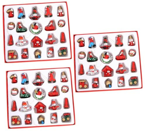 ABOOFAN 3 Boxen Holz Weihnachtsschmuck Holzanhänger Weihnachtsschmuck Verzierung Weihnachts Hängedekoration Holzschmuck Hängeanhänger Einkaufszentrum Dekoration