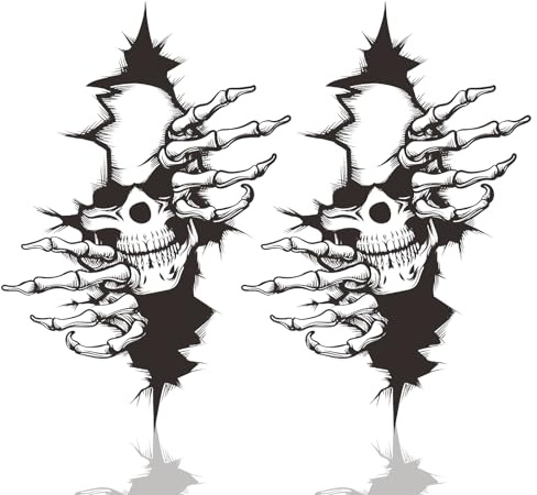 2Pcs Totenkopf Auto Aufkleber, 3D Schädel Skull Aufkleber, Motorradhelm Sticker Selbstklebend, Totenköpfe Autoaufkleber für Motorräder Autos LKW Fenster Stoßstange Laptop Helme Halloween Deko