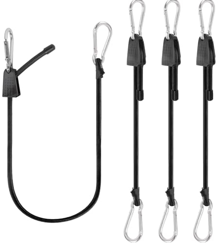 GOLDEROC 4 Stück Verstellbare Spanngummi mit Karabiner, Spanngummi mit Haken 100cm, Expander mit Karabiner, Gepäckspanner mit Karabiner, Gummiband mit Haken für Fahrrad Auto Transport（Schwarz）
