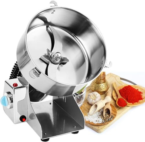 ROGHA Macina Cereali Elettrico Macina Spezie in Acciaio Inox Macinazione ad Alta velocità con Protezione da Sovraccarico per Spezie Secche Erbe/Noci/caffè/Riso,4500g