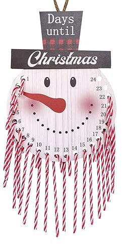 1 Set Weihnachts-Countdown-Kalender, Schneemann, zum Aufhängen, Holz-Adventskalender mit 24 Zuckerstangen, Ornamente für Heimdekoration