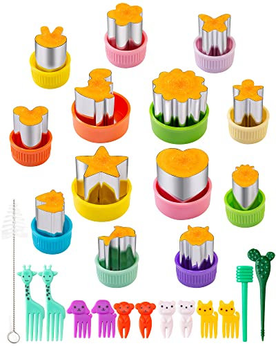 Emporte-pièces Fruits et Légumes 26 Pièces, Nifogo Emporte-pièces en Acier Inoxydable avec 10 Fourchettes à Fruits, Moule à Biscuits & Patisserie