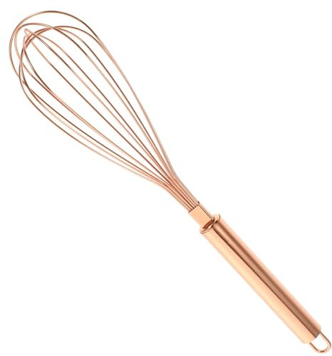 Amosfun Frusta Manuale Da Cucina in Acciaio 304 Dorata, Resistente e Multifunzione Per Uova, Panna e Salse, Impugnatura Ergonomica, Per Uso Domestico e Professionale