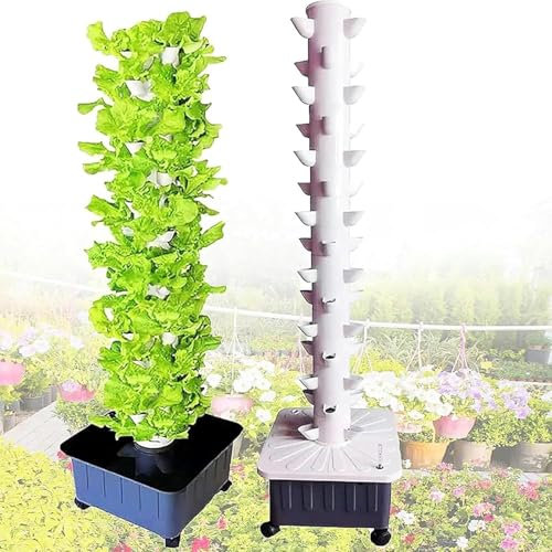 WJYTDHIQS Torre hidropónica de 15 Pisos y 45 Orificios,Torre Vertical Sistema de Cultivo acuapónico, Sistema de Cultivo hidropónico de Invernadero de Granja, Sistema de Cultivo sin Suelo