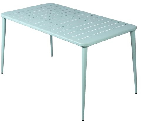 BOKKOLIK Moderner Gartentisch, 120x60x76 cm, Metall-Esstisch für 4-6 Personen, Indoor & Outdoor, Balkon, Terrasse