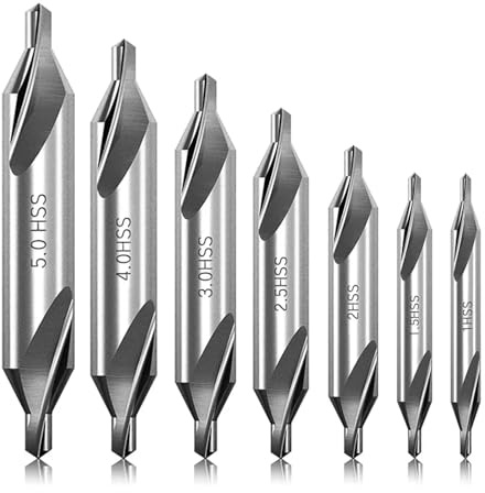 Juego de 7 brocas de centrado de 1/1,5/2/2,5/3/4/5, kit de brocas de centrado en ángulo de 60 grados, herramientas avellanadoras for torno metalúrgico.