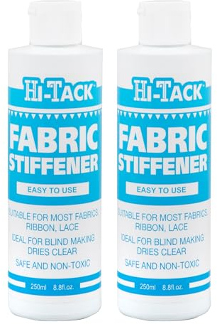 HI-TACK Lot de 2 raidisseurs de tissu - 250 ml - Facile à utiliser, sûr et non toxique - Raidissement permanent avec brillance intégrée - Convient pour les tissus synthétiques et naturels - Idéal pour
