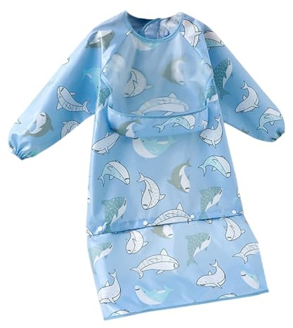 Ldabrye Wasserdichtes Baby Lätzchen Mit Großer Tasche Langarm/ärmellose Hochtastgefühle Mit Hoher Fütterung Von Roun Hals Absatzlätzchen