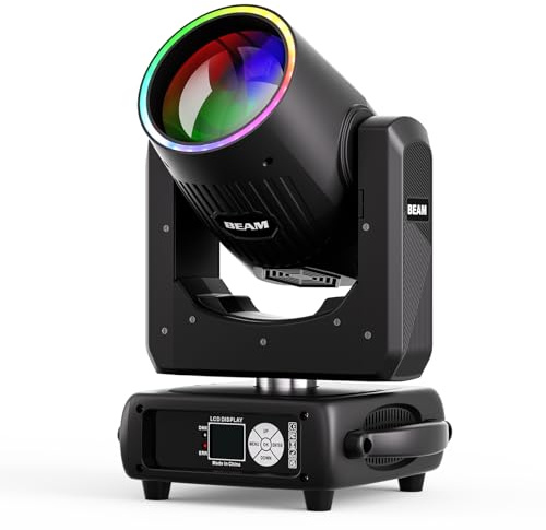 295W Beam Cabeza Móvil LED 14 Colores14 Gobos Mini Iluminación de Escenario Prisma nebulización Foco Electrónico Luces de Fiesta para DJ Disco bar Cumpleaños Discoteca