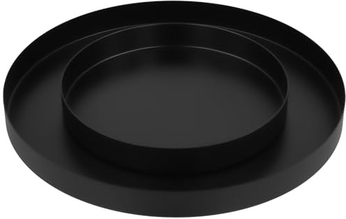 SYUTBOU 2 Stück 2 Größe Tablett Schwarz Rund, 30cm und 20cm Rundes Tablett, Dekotablett für Wohnzimmer, Küche