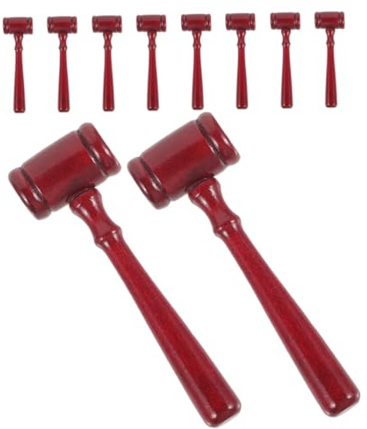 ROMISBABA 10 Pièces Marteaux Bois pour Juge Marteaux de Aux Enchères Bois Accessoires de Costume pour Cosplay Réunions et Fêtes à Thème Miniatures avec Prise Confortable