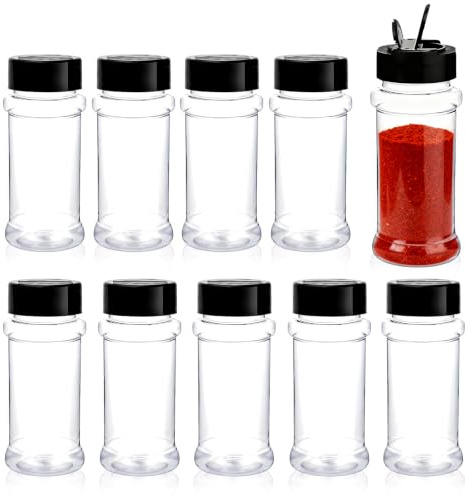 10 PCS Gewürzgläser, Gewürzstreuer Leer 100ml Gewürzdosen Rund Kunststoff Gewürzbehälter Gewurzglaserset Streuer Gewürze für Küche Schublade Gewürzregal Camping
