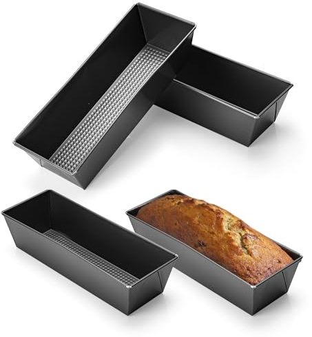 WENLISELL 4 PCS Loaf Tins for Baking, 3LB, 2LB Carbon Steel Bread Tin | Rectangular Bread Baking Tin, Non Stick, For Oven Baking
