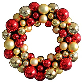 Weihnachtskugelkranz, Weihnachtskranz, Weihnachten - Adventskranz mit Verschiedenen Christbaumkugeln in Schönen Farben - toll Glänzende Weihnachtsdeko - Tischkranz für Wohnkultur/Küchentisch,Rot