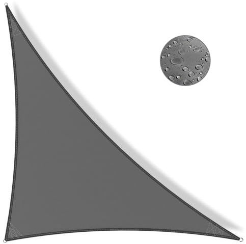 IOAOI Voile d'ombrage imperméable, 3 x 4 x 5 m, gris foncé, auvent de jardin, auvent de jardin à angle droit, 3 cordes, bloque les UV, pare-soleil pour terrasse, abri de jacuzzi pour extérieur