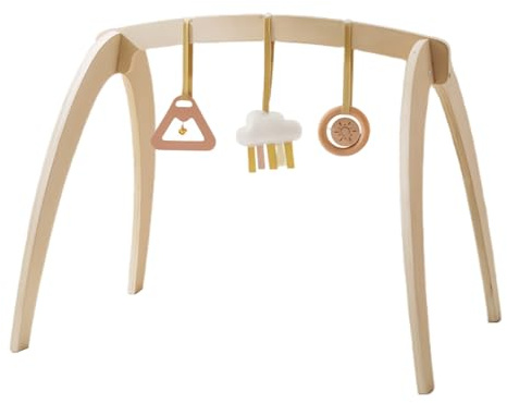 Spielbogen | Holz Lern Spielzeug | Faltbarer Aktivitäts Rahmen | Mit Abnehmbaren Hängespielzeugen für & Mädchen ideal für Schlafzimmer, Kinderzimmer & Wohnzimmer Innenbereich
