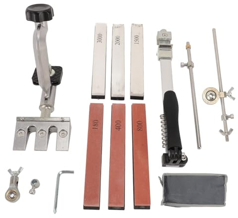 DANAIXZ Kit profesional de afilador de herramientas de ángulo fijo con piedras de afilar de grano 180 a 3000 de afilado con tapa para cuchillos de cocina Tijeras Alicates Acero du (B)