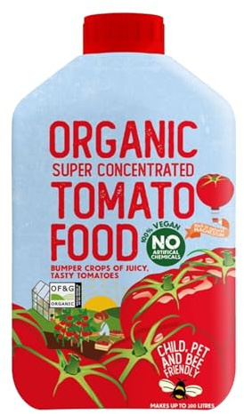 Organic Liquid Tomato Food, High Potash Organic Tomato Fertiliser for Bigger Juicier Tomatoes, Natural Plant Feed for Greenhouse & Outdoor Tomato Plants, Garden Use, 1L