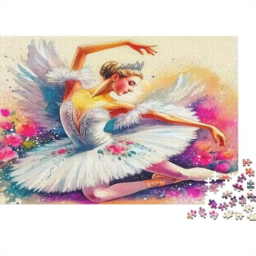 Ballerina 1000 Piece Jigsaw Puzzle for Adults Elegant Pose White Dress Floral Accents Classic Art Puzzle Game Wall Art Decor 139 70x50cm/1000pcs