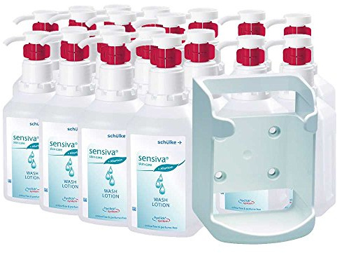 1 x Set, 20 x 500 ml sensiva® Wash Loción hyclick, loción de lavado, 1 x Dispensador de pared para cuadrado botellas