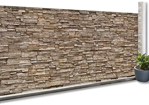 IDMarket Schermo Oscurante 1 x 10 M con Motivo a Pietre Marroni 160 gr/m²