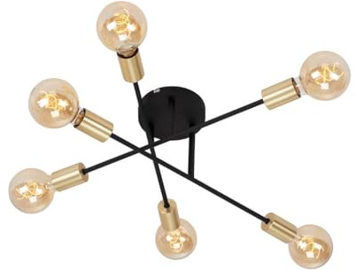 BRILONER - Deckenlampe Vintage, E27 Fassung, max. 60 Watt, Deckenleuchte, Lampe, Wohnzimmerlampe, Schlafzimmerlampe, Küchenlampe, Deckenstrahler, Flurlampe, Retro, 55,5x19,5 cm, Schwarz