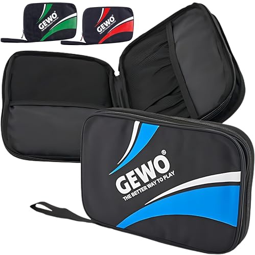 GEWO Dubbelfodral Master – bordtennisracketfodral för 2 racketar – bordtennisväska i nylon med vadderade racketfack – allsidigt klubbskydd med bärögla, 32 cm blå