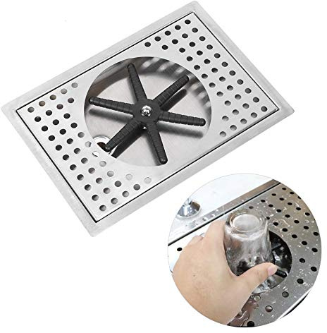 Compras Locas Glass Rinser, G1/2in Acero inoxidable Limpiavasos automático Limpiacristales para bar Cafetería Uso