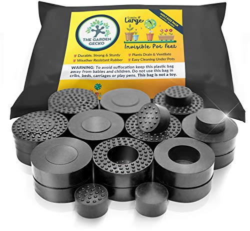 The Garden Gecko Little & Large Invisible Pot feet for outdoor plant pots and flowers | A plant caddy with floor grip | 20 PACK dual size