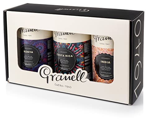 Granell Cafés·1940 - Origins Tasting Pack : Café Moulu 100% Arabica du Kenya, du Costa Rica et de l'Inde | 3 paquets x 250 Grammes