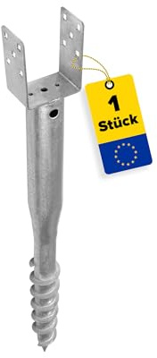 GRUNDLINE – Stolphållare U-profil – skruvning golvhylsor – stödfot – skruvhylsor – U-stolpe stöd 120 x 120 mm – stöd – golvhylsa – markankare – markspets – stolpankare