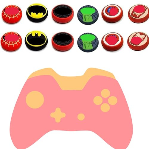 6Pcs Analog Thumb Grip Stick Cover, Dualsense Wireless Controllers Game Remote Joystick Cap, Non-Slip Silicone Handle Protection Cover Compatible with Nintendo Switch&Nintendo Switch Lite (E)