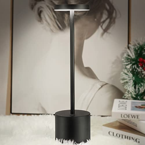 Hapfish Lampada da Tavolo Senza Fili 8000mAh, Ricaricabile Lampada da Scrivania LED con Telecomando e Touch, 3 Modalità di Colore, Dimmerabile, Luce per Comodino, Sala da Pranzo, Camera da Letto
