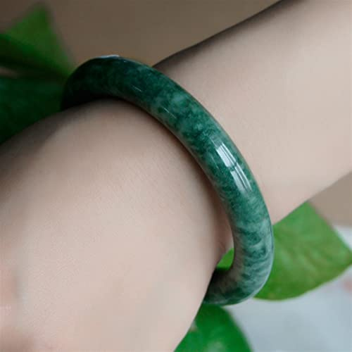 YZDKJ Natürliche Grade A Runde Smaragd Grüne Jade Armbänder Armreifen for Frauen Hand Geschnitzte Armreif Dame Girl Fine Schmuck (Gem Color : 58-59mm)