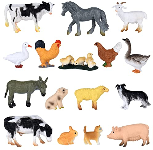 ELECLAND 16-teilige Bauernhof-Tierfiguren Spielzeug Mini-Tierfiguren Bauernhof-Tier-Kuchenaufsätze für Bauernhof-Mottopartys, Geburtstag, Ostern, Weihnachtsfeier-Dekorationen, Kinderspielfiguren
