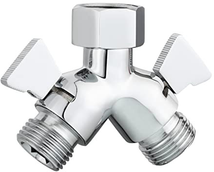 Tecmolog Brass Shower Splitter 2 Way Shower Arm Diverter with Shut Off Valve G 1/2 for Shower Head Chrome, DSF017